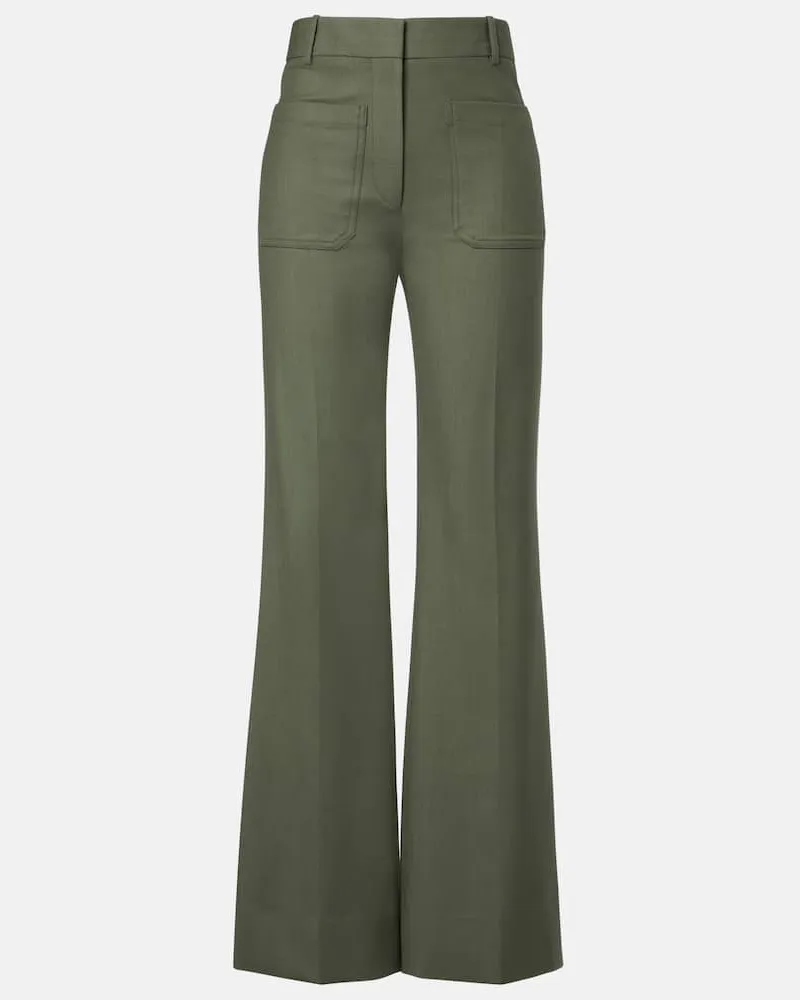 Victoria Beckham High-Rise-Schlaghose Alina Grün