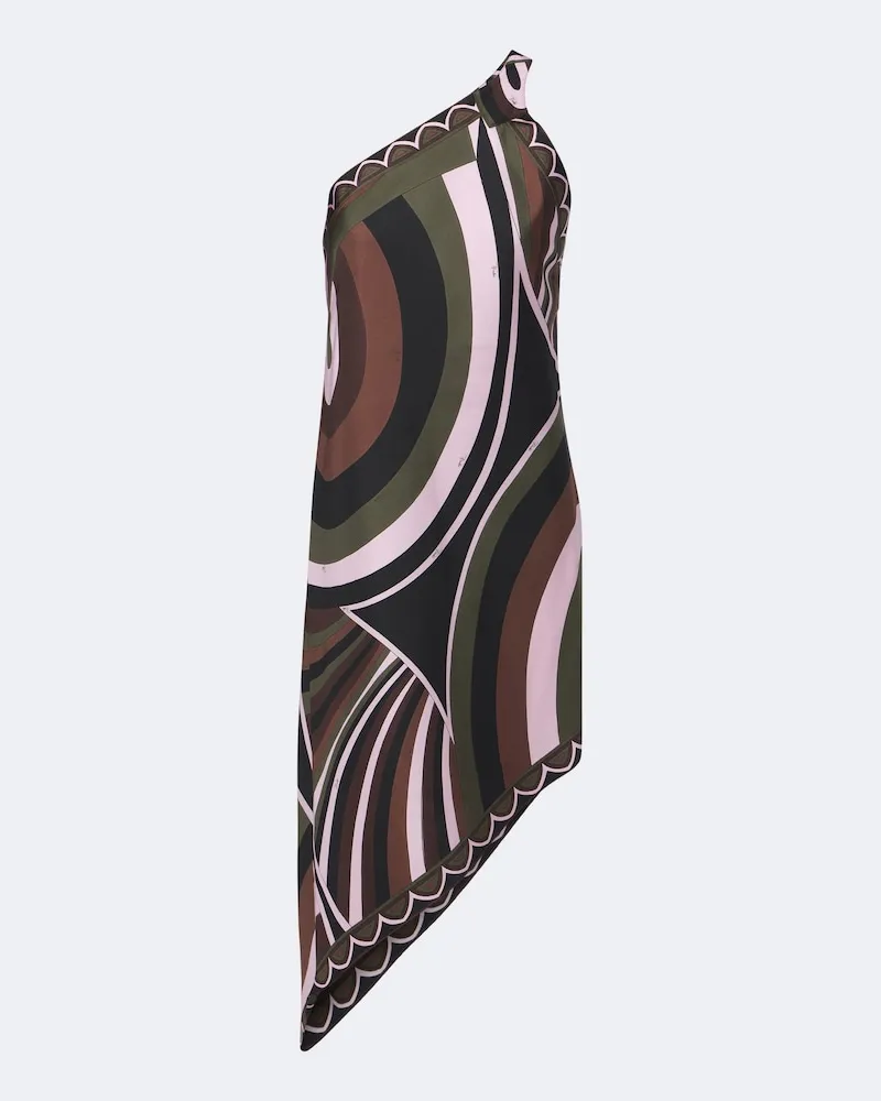 Emilio Pucci One-Shoulder-Midikleid Iride aus Seide Multicolor