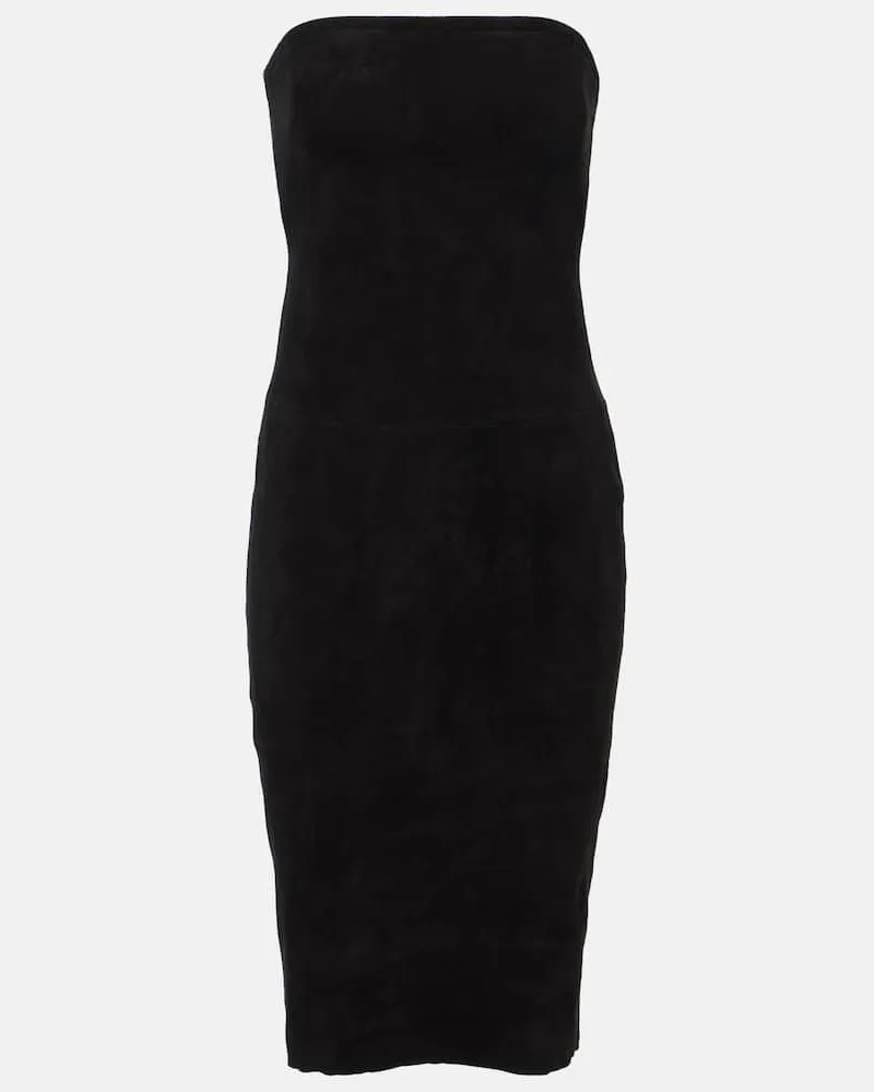 Stouls Midikleid Monica aus Veloursleder Schwarz