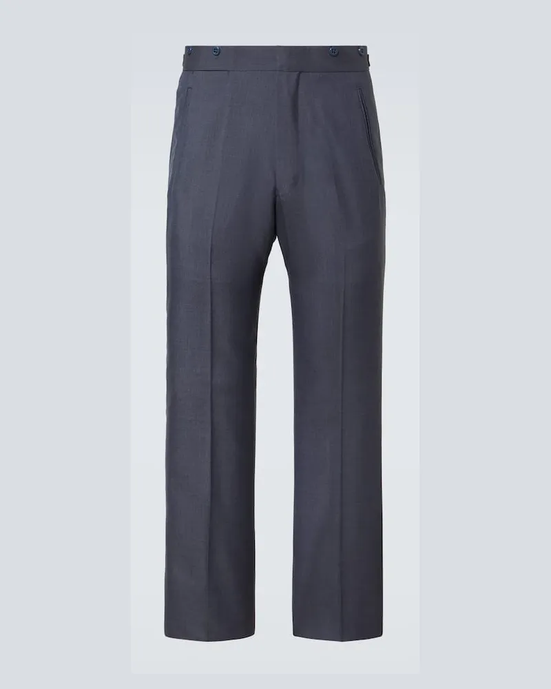 Prada Gerade Hose aus Mohair und Seide Blau