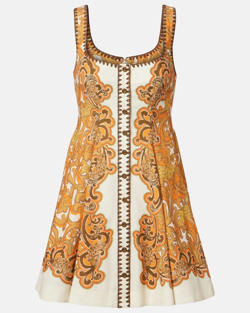 ALEMAIS Alémais Minikleid aus Leinen und Baumwolle Orange