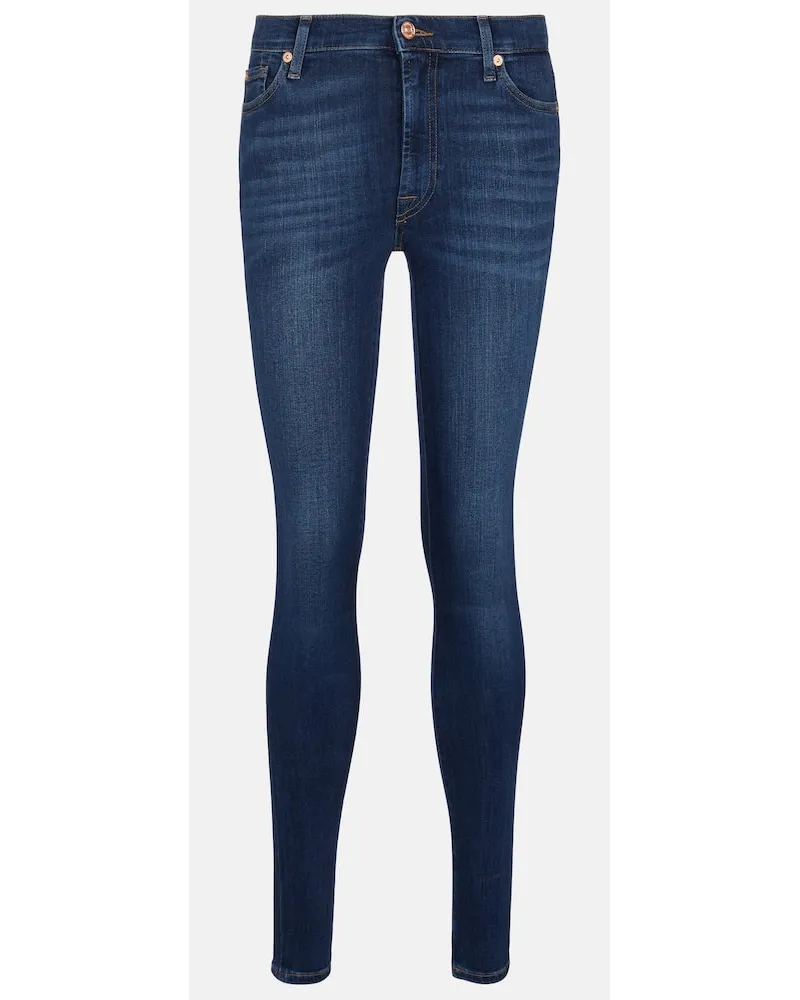 7 for all mankind High-Rise Skinny Jeans Slim Illusion Luxe Blau