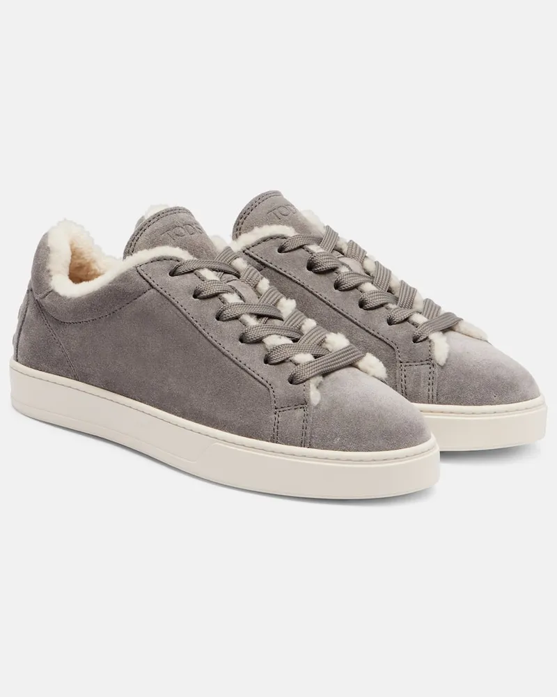 TOD'S Sneakers Classic aus Veloursleder mit Shearling Grau
