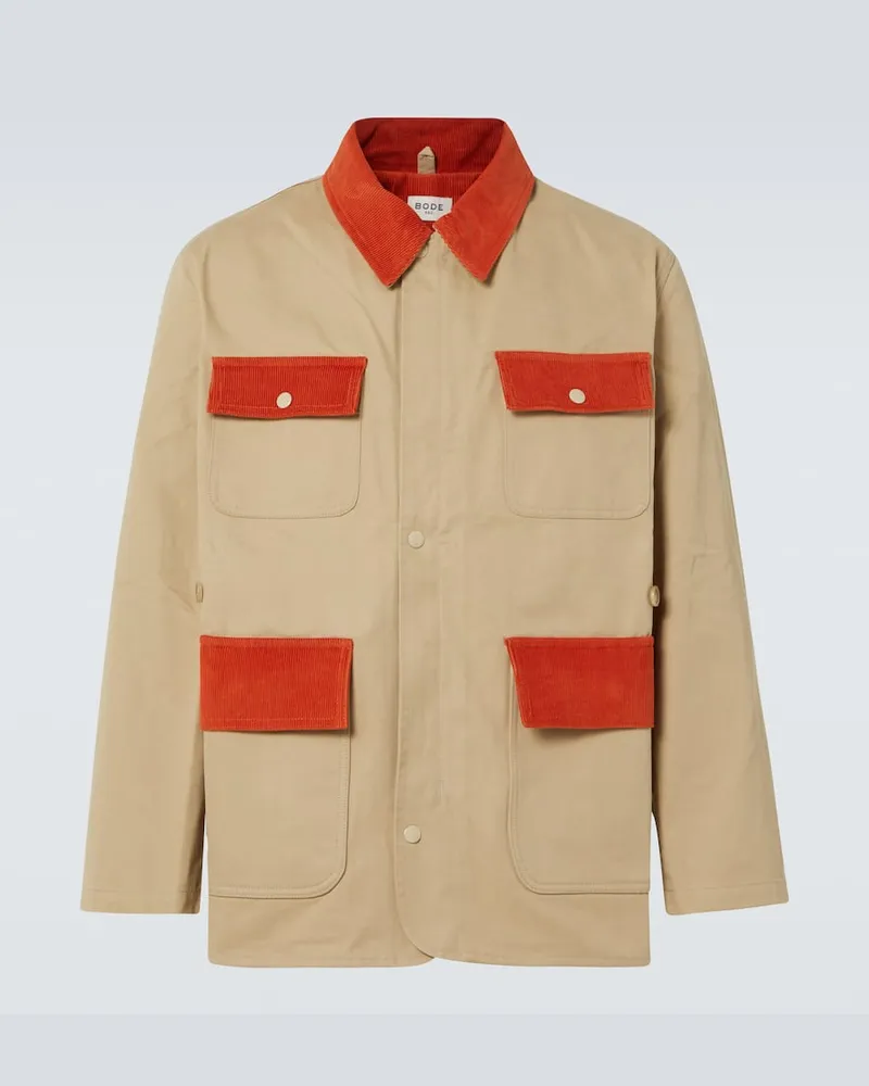 BODE Feldjacke aus Baumwoll-Twill mit Cord Beige