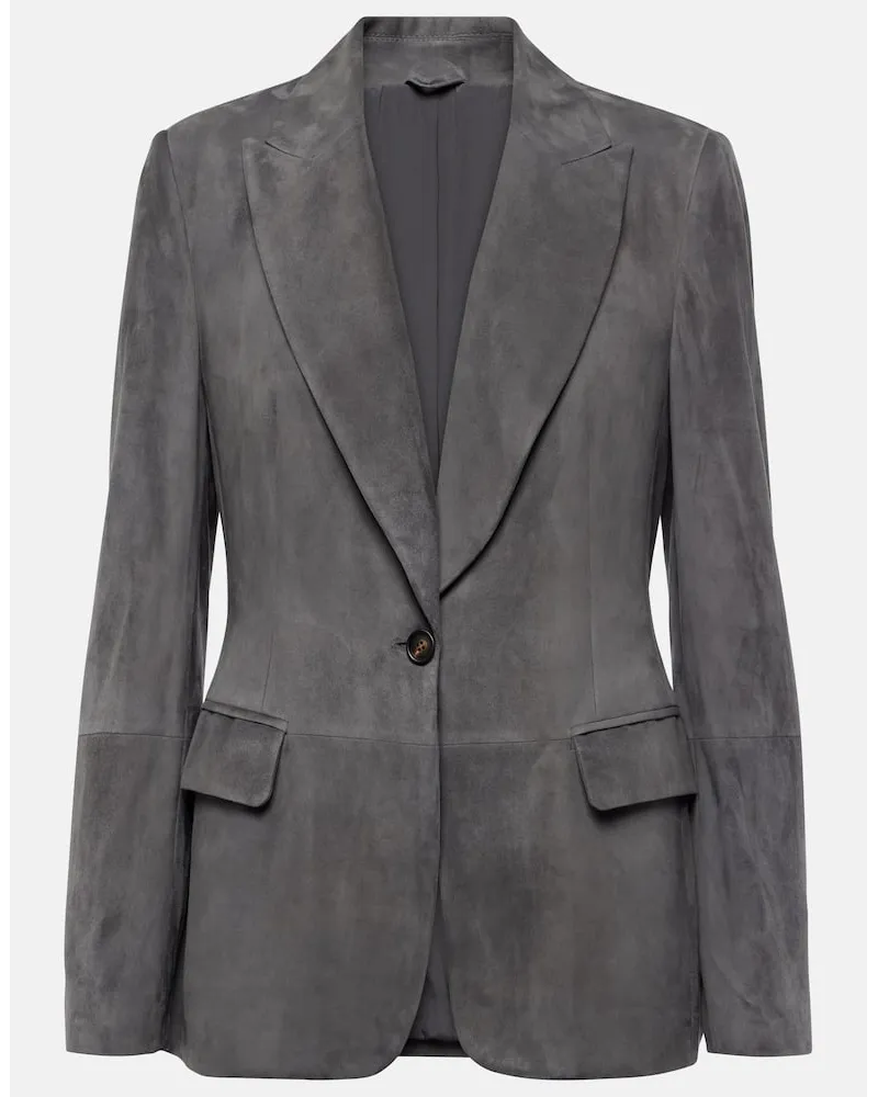 Brunello Cucinelli Blazer aus Veloursleder Grau