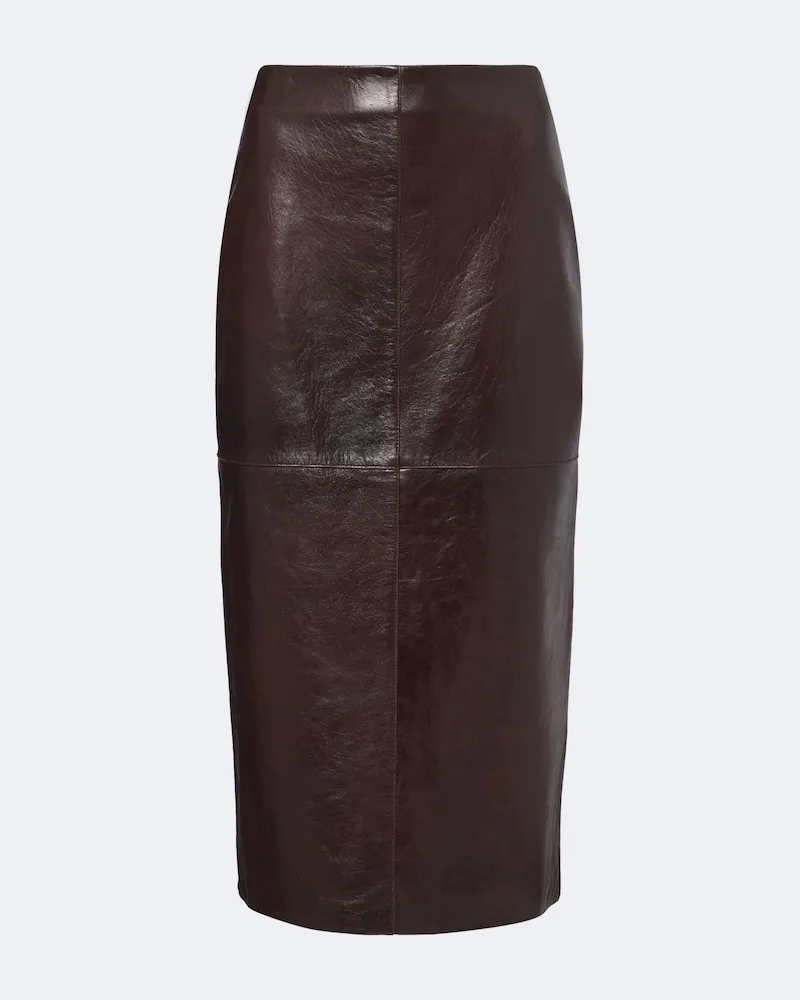 SPORTMAX Midirock aus Leder Burgunderrot