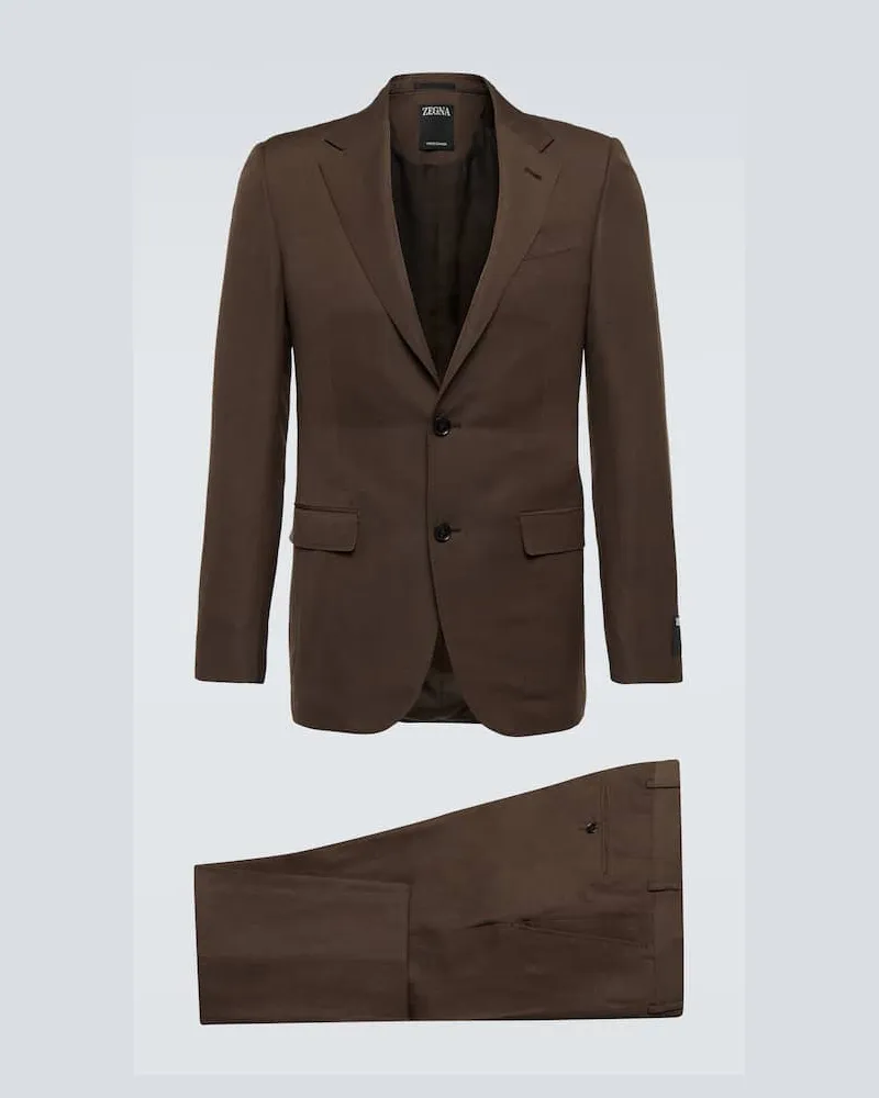 Ermenegildo Zegna Anzug aus Wolle und Leinen Braun