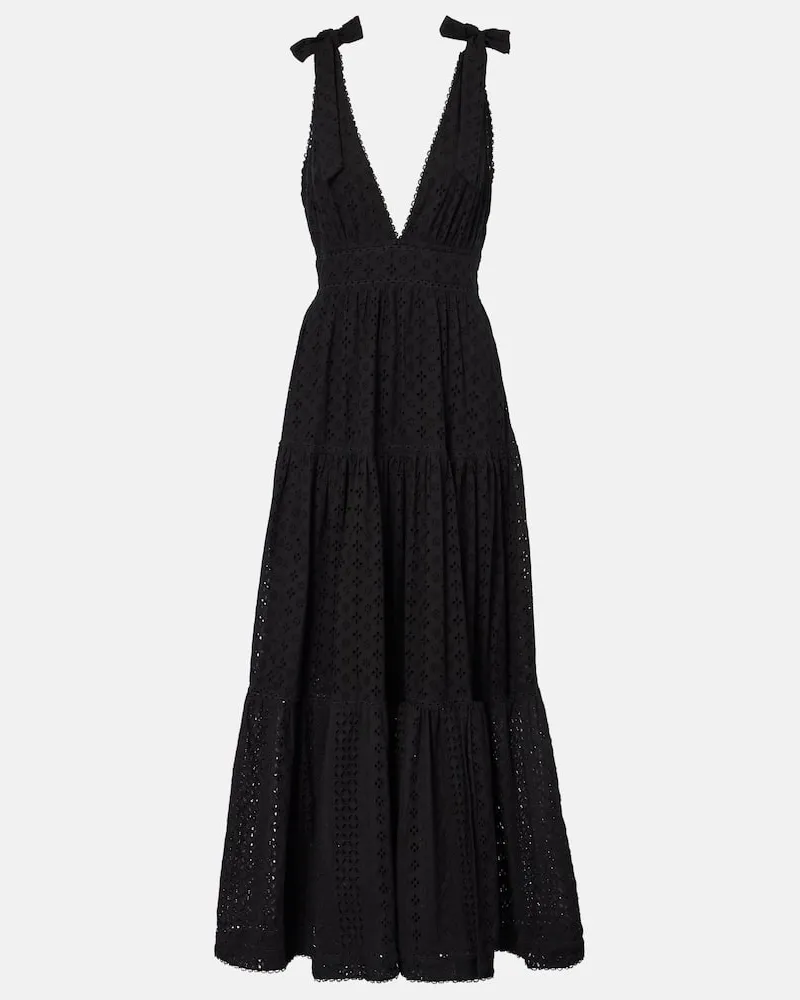 Poupette St Barth Maxikleid Cara aus Baumwolle Schwarz