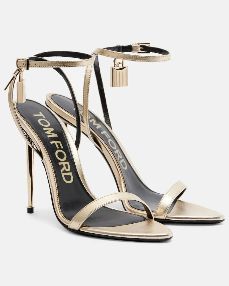 Tom Ford Verzierte Sandalen aus Metallic-Leder Gold