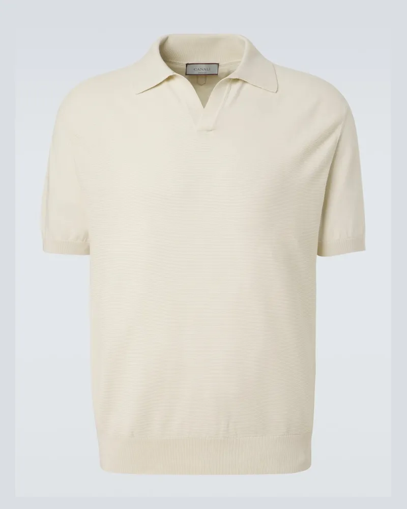 Canali Polohemd aus Baumwolle und Seide Beige