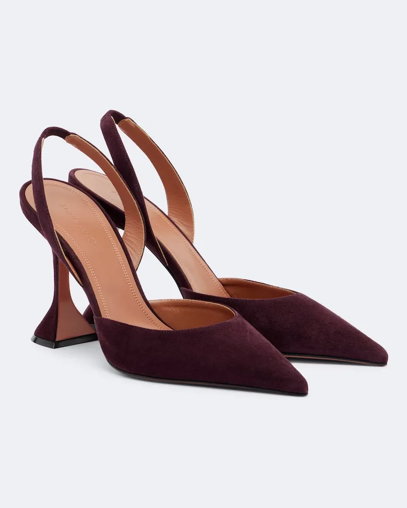 Amina Muaddi Slingback-Pumps Holli aus Veloursleder Burgunderrot