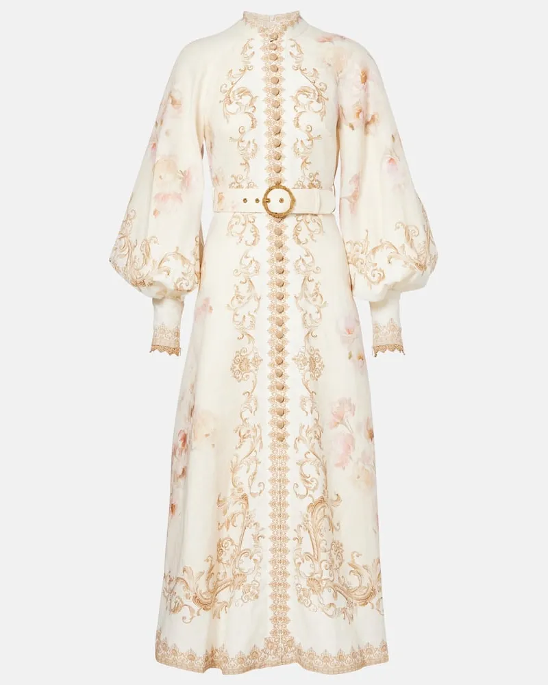 Zimmermann Hemdblusenkleid Hypnotic aus Leinen Weiß