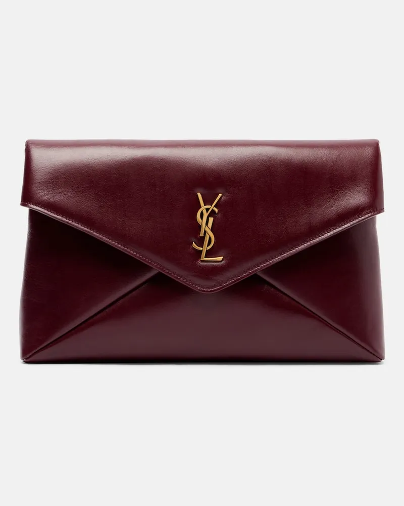 Saint Laurent Clutch Cassandre aus Leder Burgunderrot