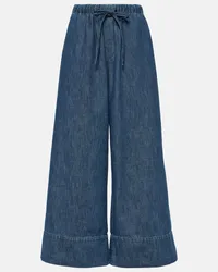 Valentino Garavani Weite High-Rise-Hose aus Baumwoll-Chambray Blau