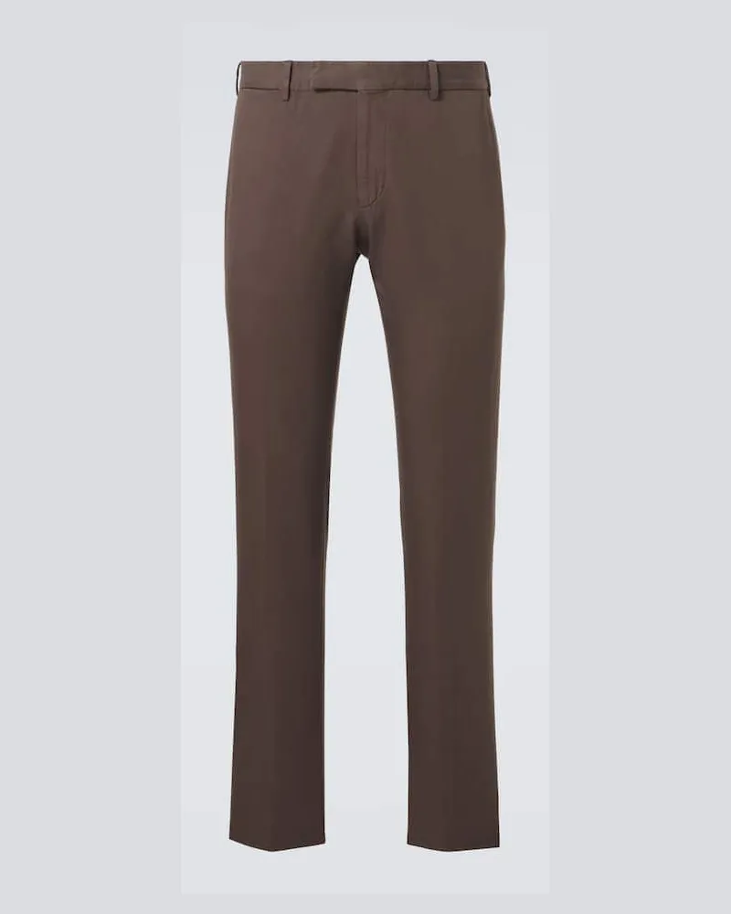 Ermenegildo Zegna Chinohose aus Baumwolle und Leinen Braun