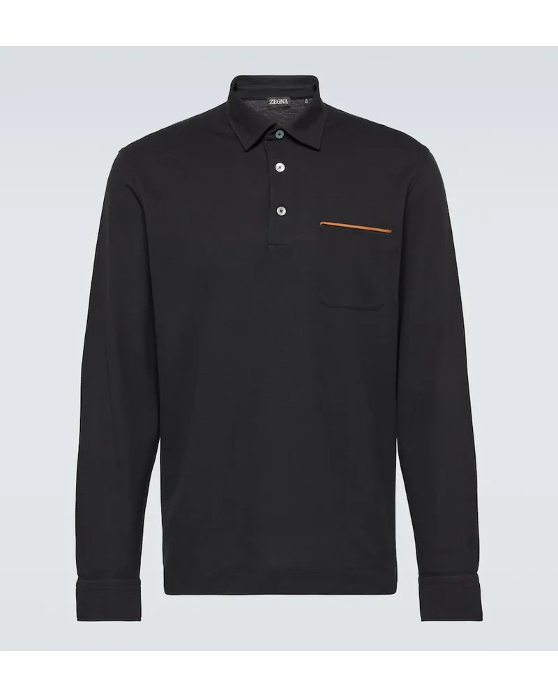 Ermenegildo Zegna Polopullover aus Baumwoll-Piqué Schwarz
