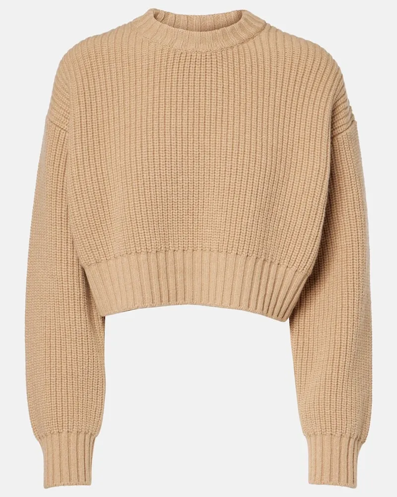 Bottega Veneta Cropped-Pullover aus Wolle und Kaschmir Beige