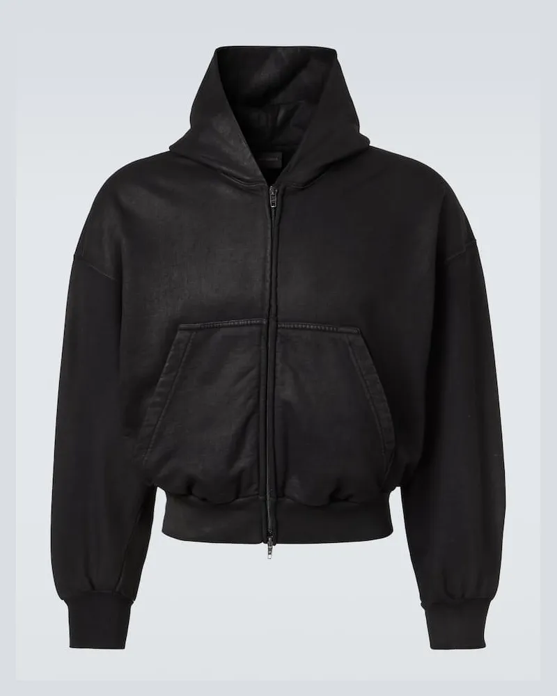 Balenciaga Kapuzenjacke aus Baumwoll-Jersey Schwarz