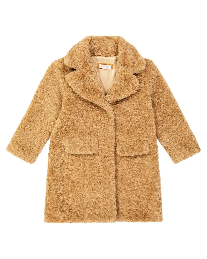 Monnalisa Mantel aus Teddyfleece Beige