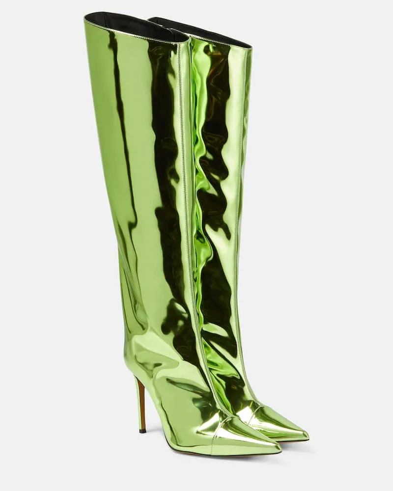 Alexandre Vauthier Stiefel aus Metallic-Leder Grün