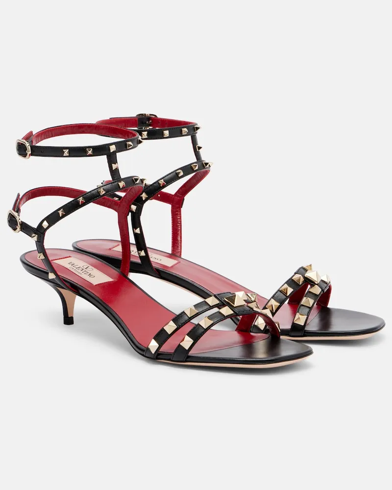 Valentino Garavani Slingback-Sandalen Rockstud aus Leder Schwarz