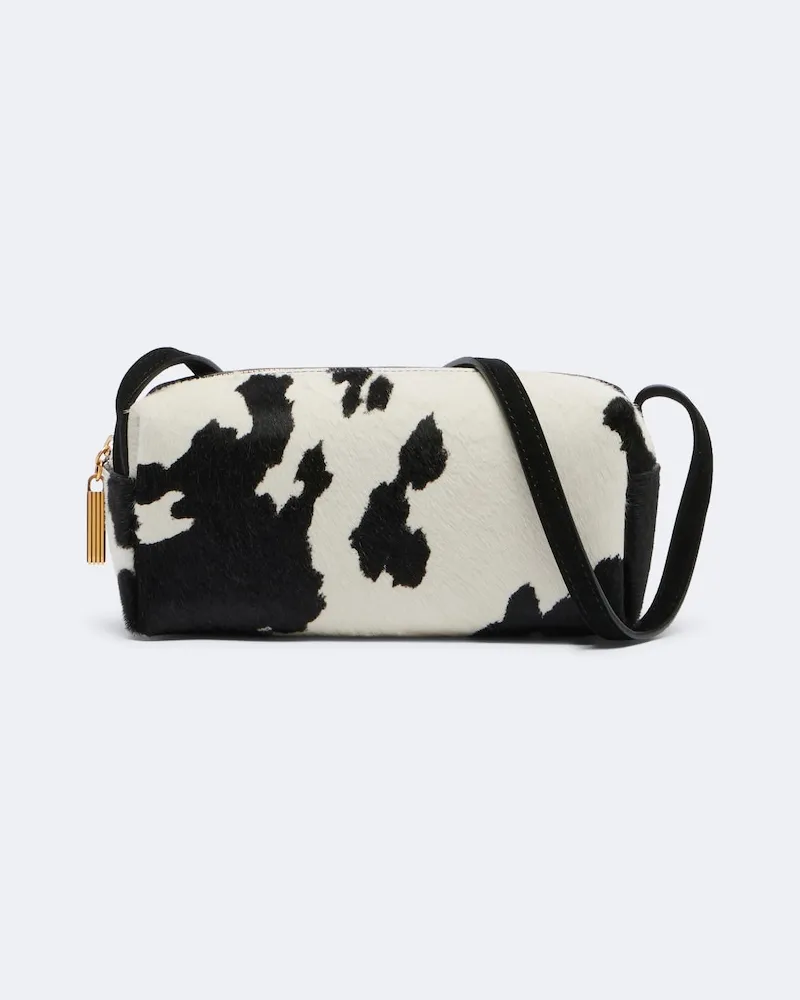 KHAITE Crossbody Bag Kye Mini aus Kalbshaar und Leder Schwarz