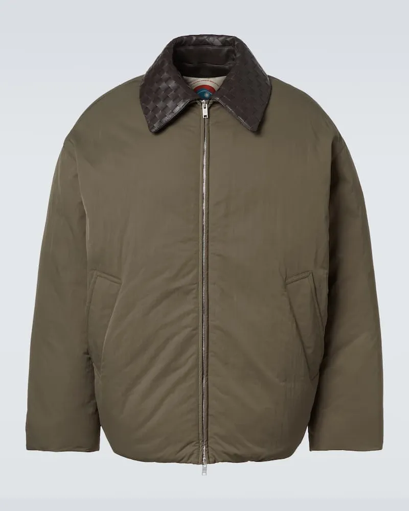 Bottega Veneta Daunenjacke Intrecciato mit Leder Grün