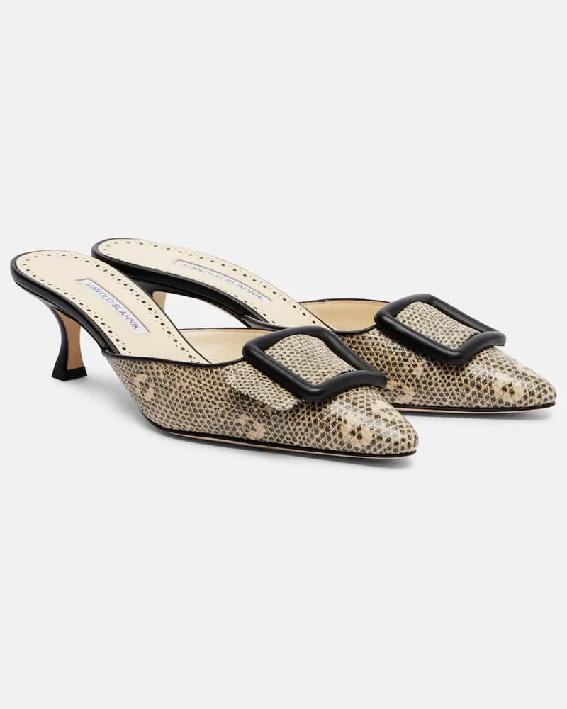 Manolo Blahnik Mules Maysale 50 aus Leder Beige