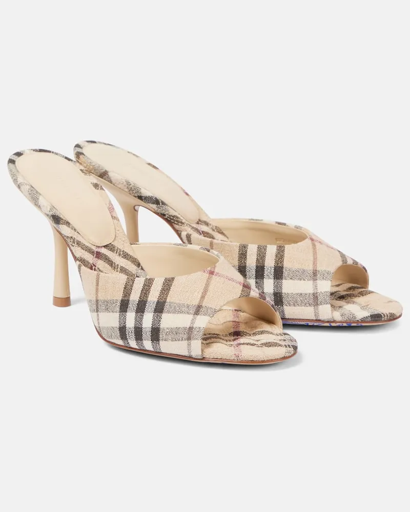Burberry Pantoletten Burberry Check mit Leder Beige
