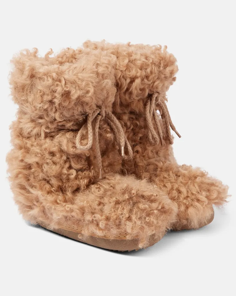 INUIKII Schneestiefel Long Curly High aus Shearling Braun