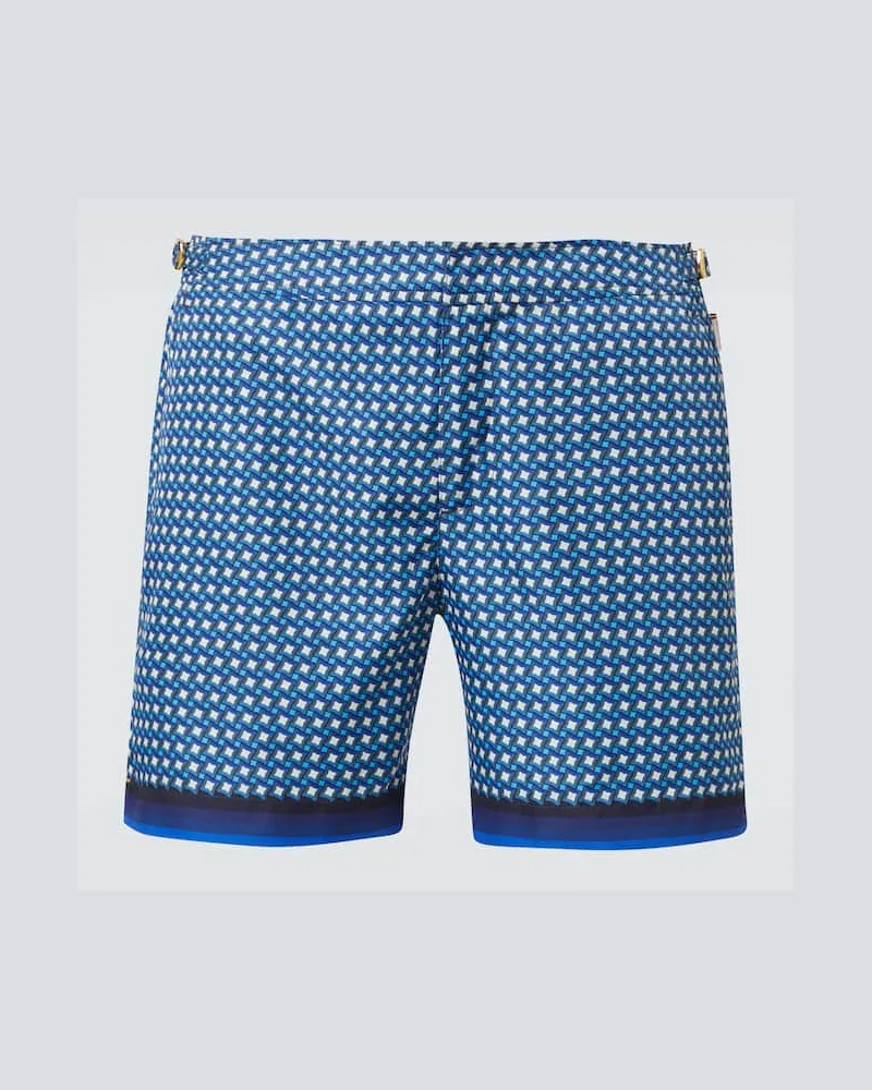 Orlebar Brown Bedruckte Badeshorts Bulldog Blau