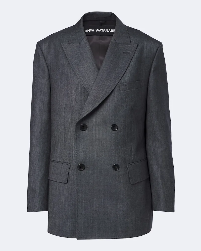 Junya Watanabe Zweireihiger Blazer aus Wolle Grau