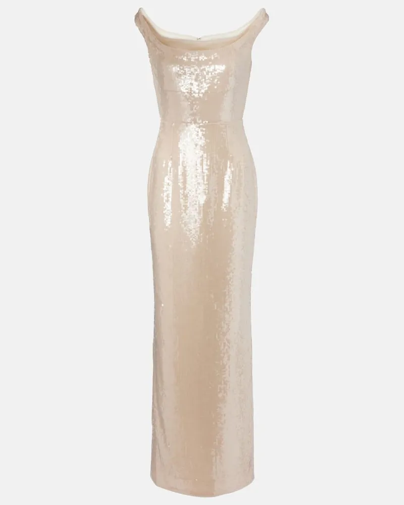 Roland Mouret Off-Shoulder-Robe mit Pailletten Weiß