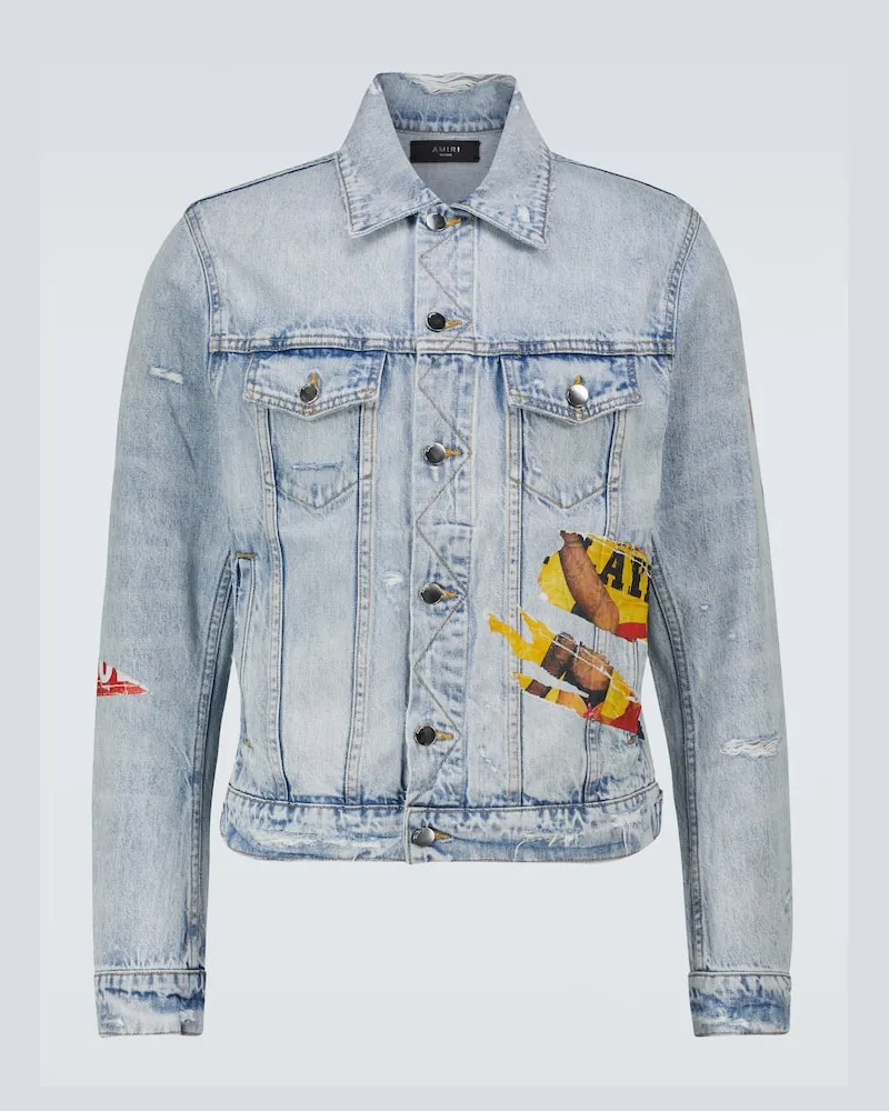 Amiri Jeansjacke Playboy Blau