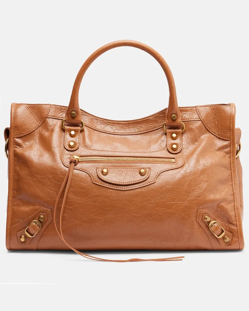 Balenciaga Tote Bag Le City Medium aus Leder Braun