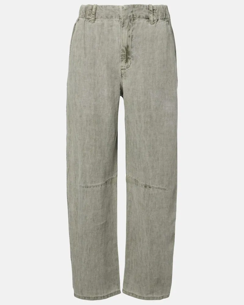 Velvet Gerade Hose Taylor aus Leinen Grün