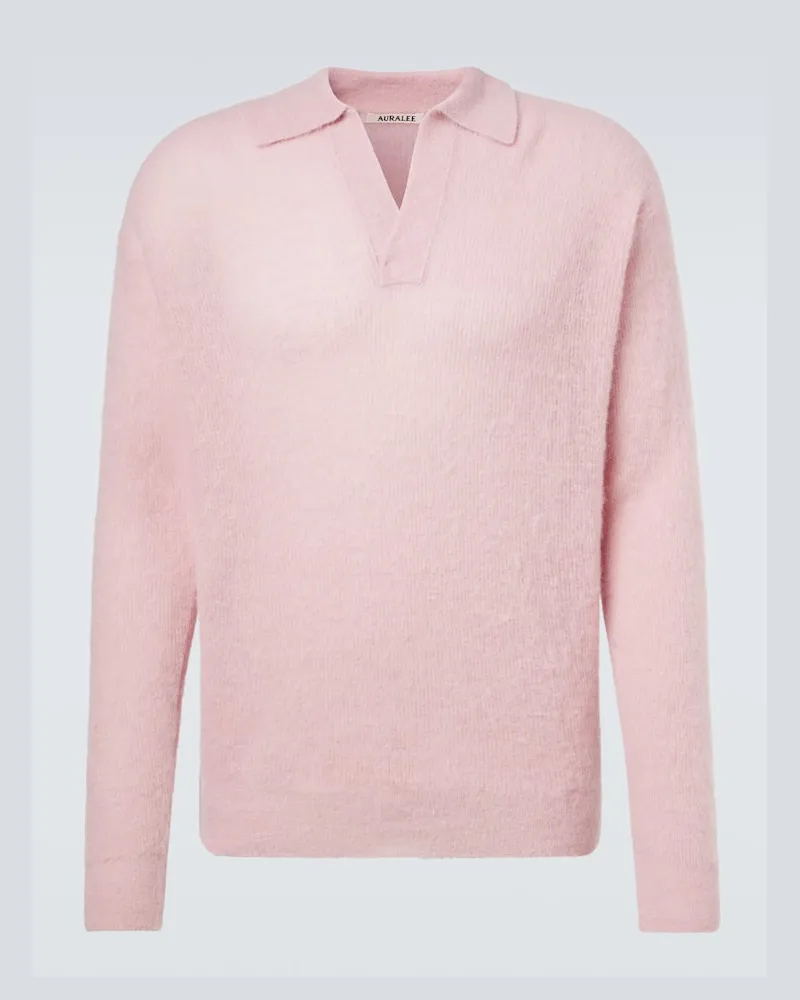 AURALEE Polopullover aus einem Alpakawollgemisch Pink