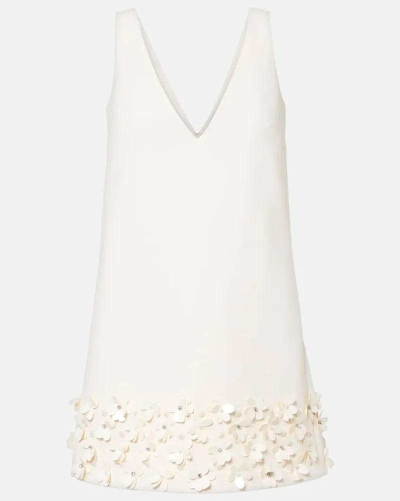 Self-Portrait Bridal Verziertes Minikleid aus Crêpe Weiß