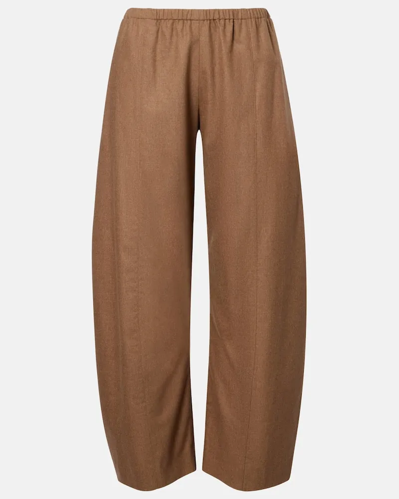 KHAITE Mid-Rise Barrel-Hose Clover aus Wolle Braun