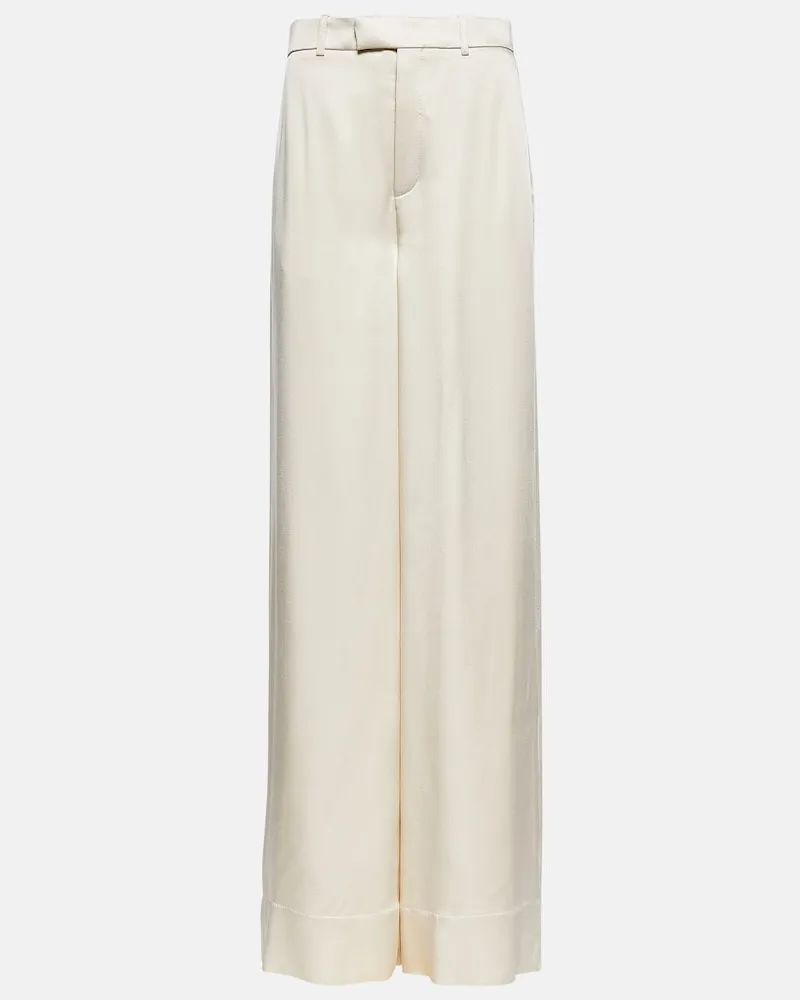 Saint Laurent High-Rise-Hose aus Crepe Weiss