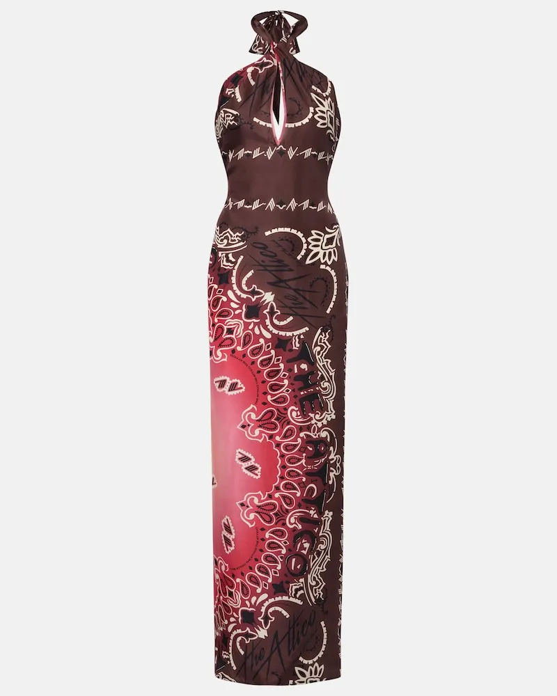 ATTICO Bedrucktes Maxikleid aus Seide Multicolor