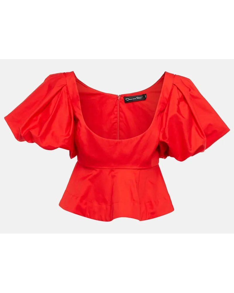Oscar de la Renta Cropped-Top aus Baumwolle Rot