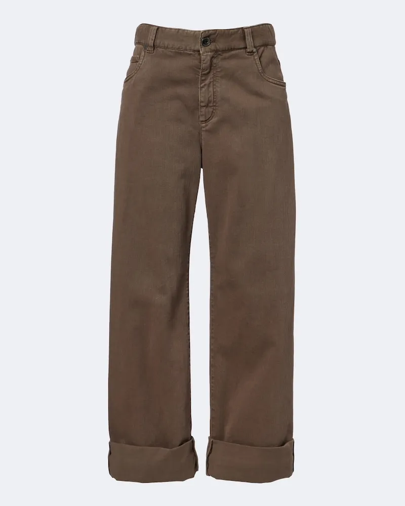 Brunello Cucinelli Low-Rise Wide-Leg Jeans Braun