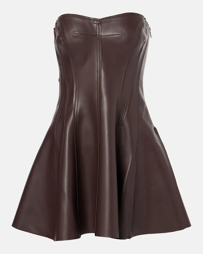Norma Kamali Minikleid Grace aus Lederimitat Braun