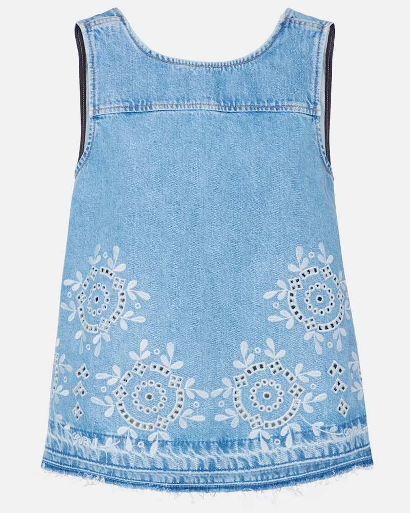Ganni Top aus Denim Blau