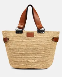 Isabel Marant Tote Bahiba aus Raffiabast mit Leder Multicolor