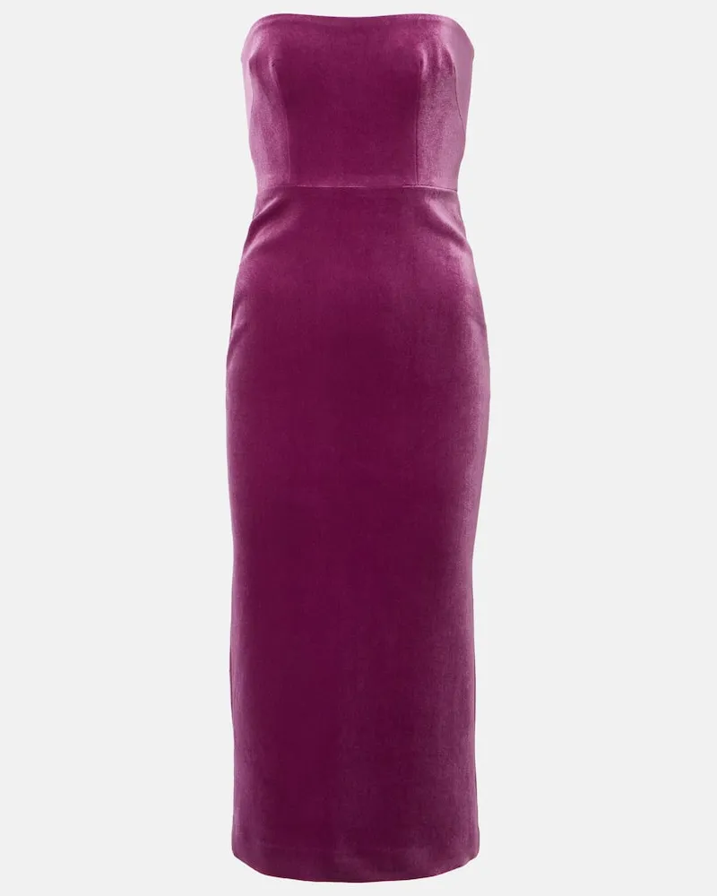Alex Perry Midikleid aus Samt Lila