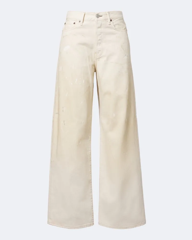 Acne Studios Distressed Jeans mit Leder Weiß