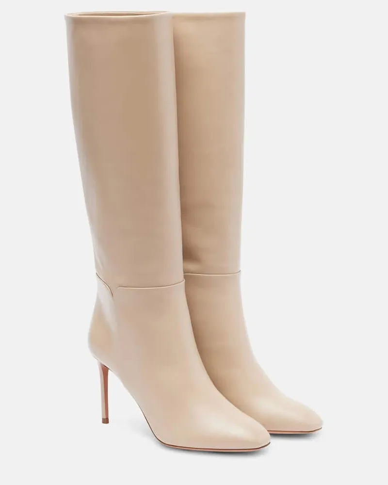 Aquazzura Stiefel Sellier 85 aus Leder Beige