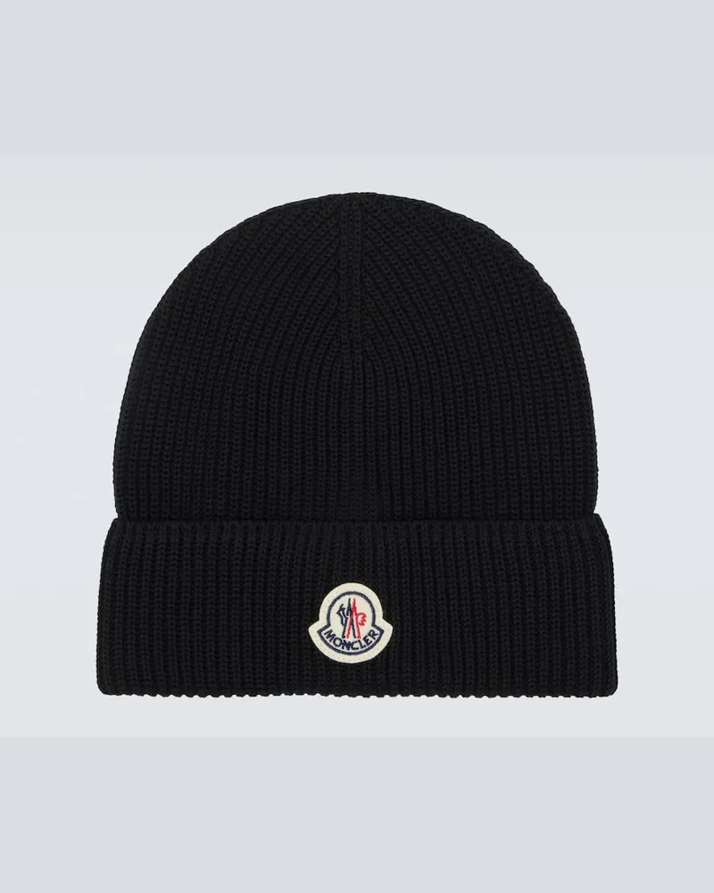 Moncler Mütze aus Rippstrick Schwarz